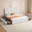 King Size Bed Frame with 4 Storage Drawers and Headboard Faux Leather Upholstered Platform Bed Frame with Wooden Slats Support Button Tufted Design No Box Spring Needed White-897684134-897684155