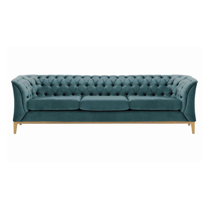 Burnham Velvet 3 Seater Sofa, Blue