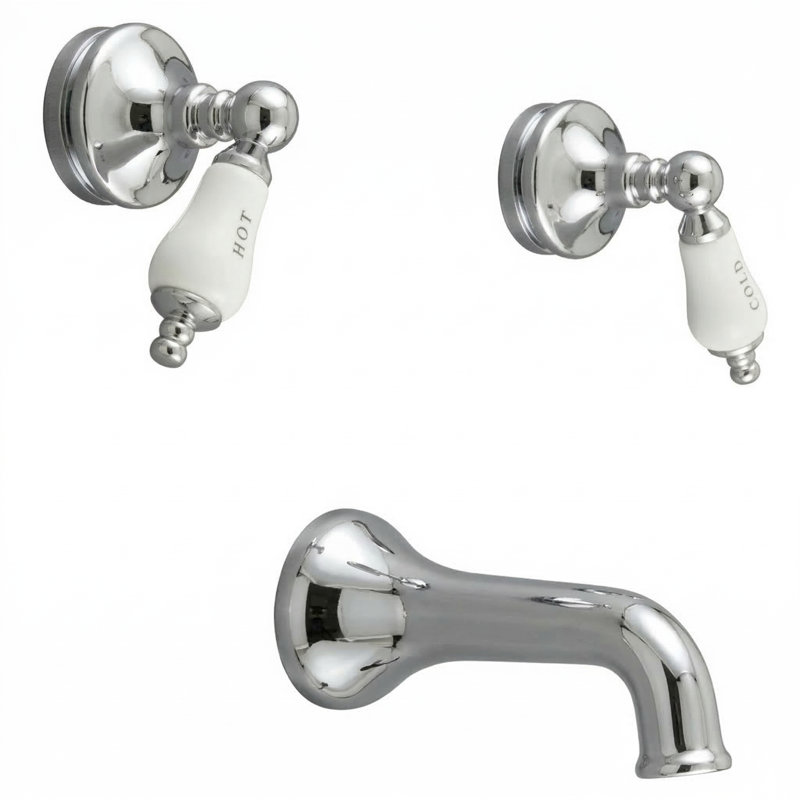 Robinet de baignoire encastré avec poignées levier Sacramento par Strom Living, Chrome