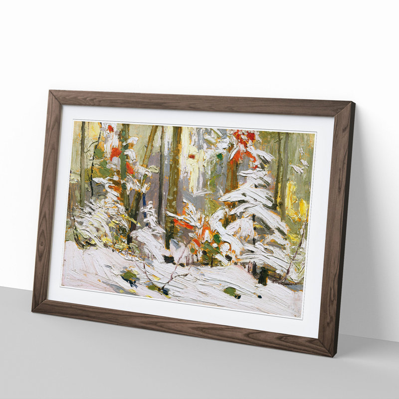 Winter Woodland by Tom Thomson - Picture Frame Painting, 36cm H x 48cm W x 2cm D, Walnut Framed