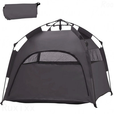Tente pour chien avec sac de transport, pour la plage, la cour, la maison, gris foncé