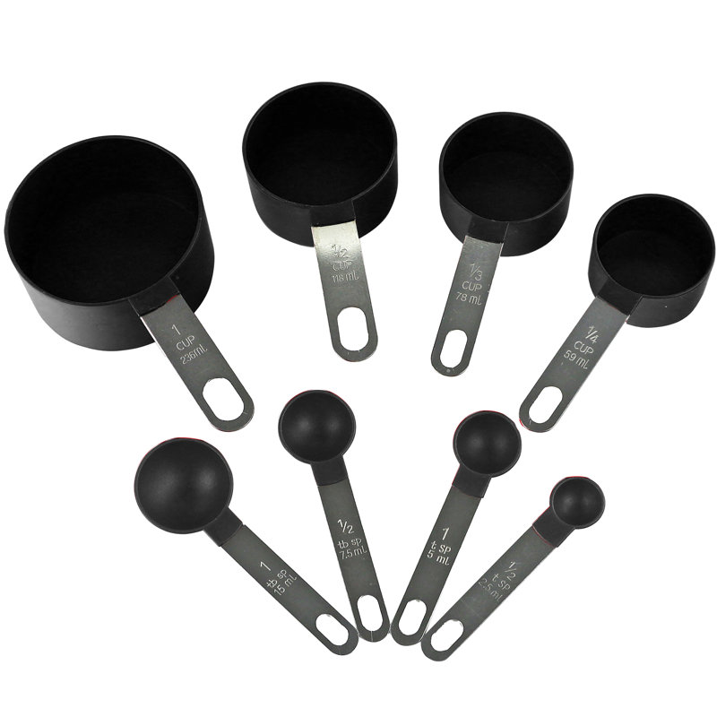 Ensemble de 8 tasses à mesurer et cuillères, Noir
