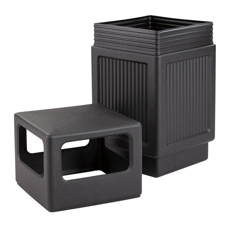 Canmeleon Plastic 38 Gallon Open Trash Can, Black