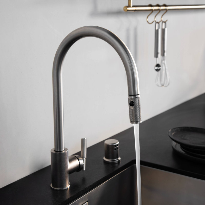 Robinet de cuisine / escamotable avec double jet / croix, Acier