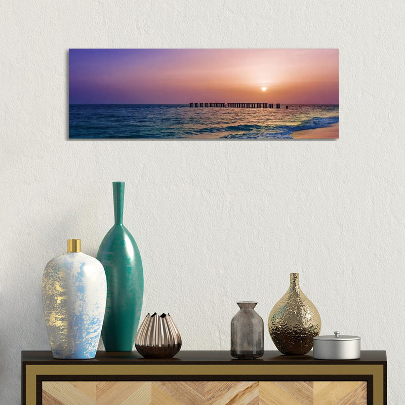 Gasparilla Island Sunset Panorama 1 Piece Wrapped Canvas Panoramic Wall Art, 30.48 cm H x 91.44 cm W x 1.91 cm D