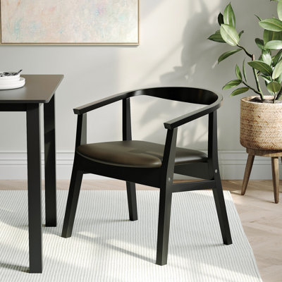 Latitude Run Solid Wood Upholstered Arm Chair| High-Density Cushioned Seat with Ergonomic Back Support & Modern Farmhouse Leg Design – Eco-Certified Dining Chair for Kitchen, Cafe
