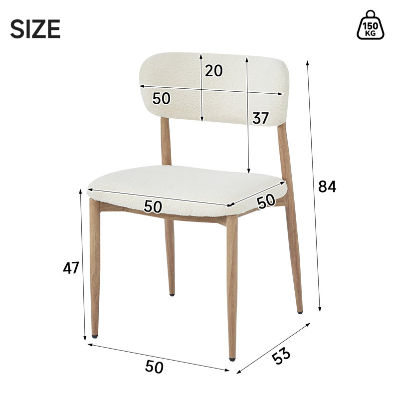 Boucle Upholstered Metal Side Chair in Beige, 4