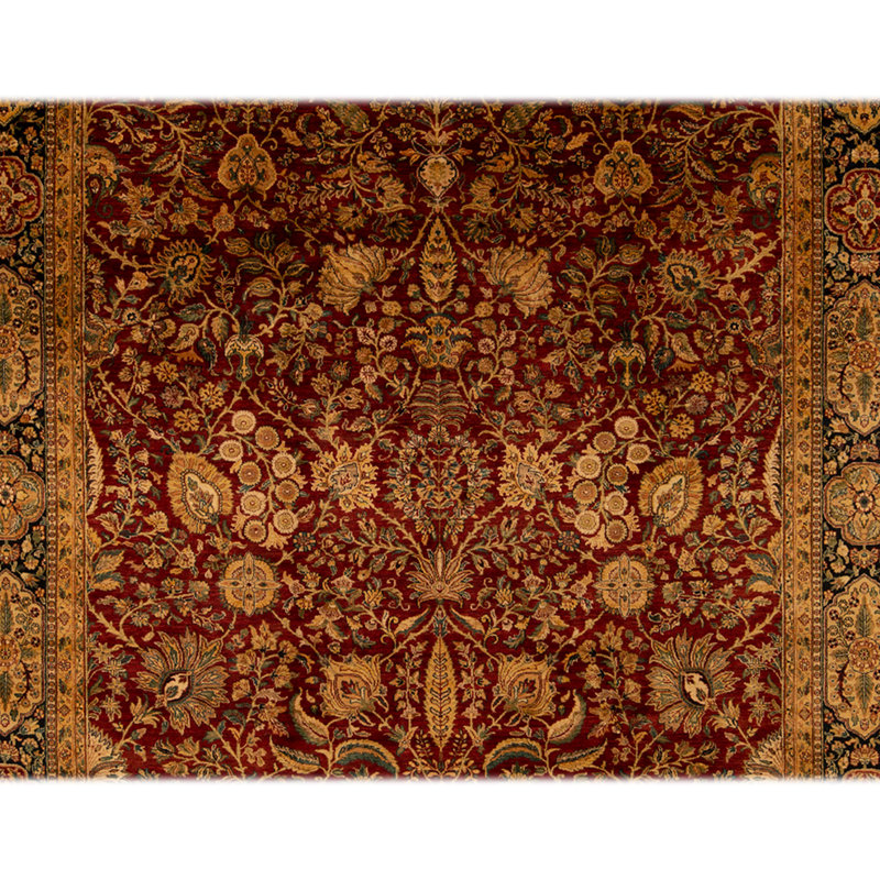 Hand Knotted Wool Oriental Area Rug in Red And Blue