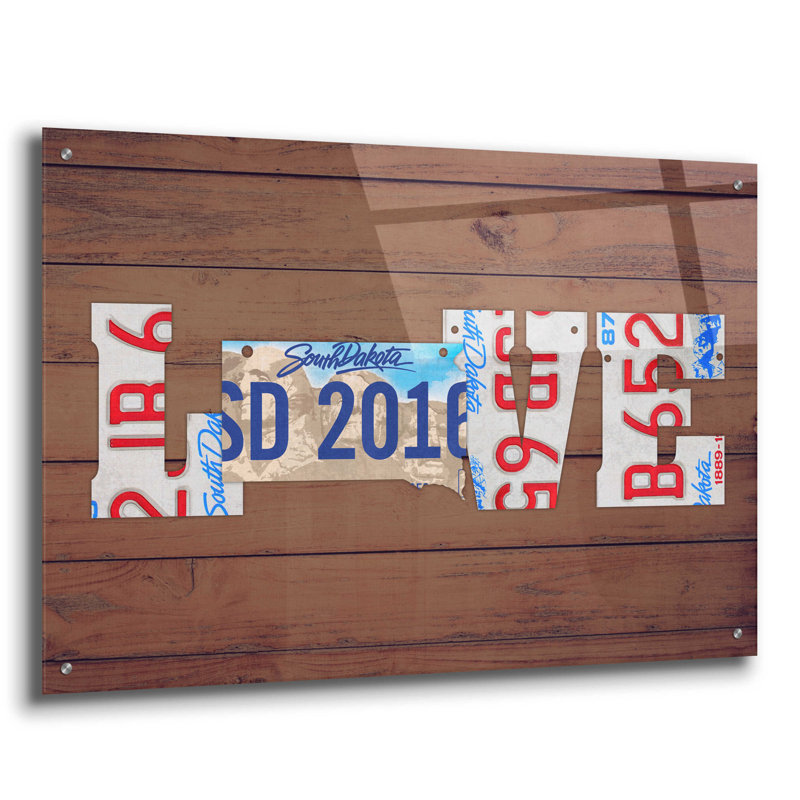 Art textuel SD State Love sur plastique / acrylique par Design Turnpike, H 24 po x l 36 po x P 0,2 po
