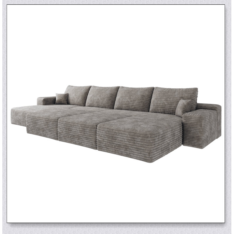 Luxueux canapé-lit modulaire pour salon avec tissu moelleux et sans assemblage, Chameau