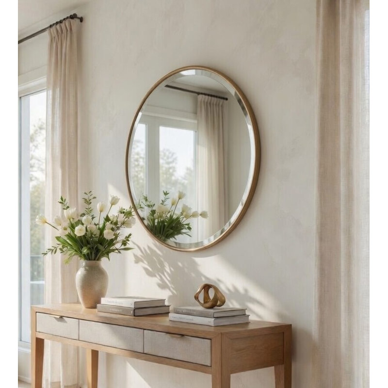 Sasha Flat Wall Mirror, 18" H x 18" W