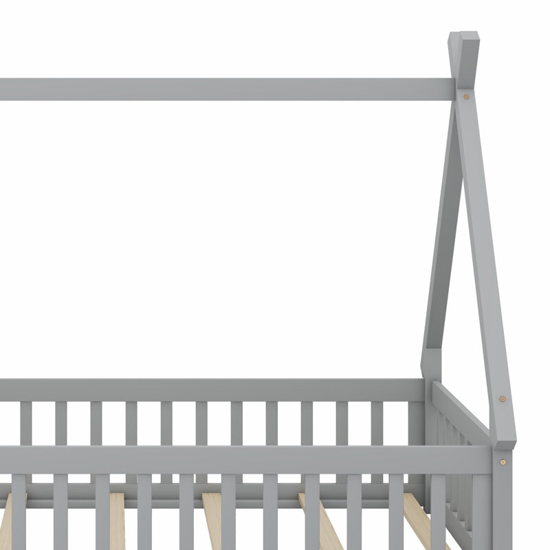Lit de sol en forme de tente, lit avec garde-corps, Grey
