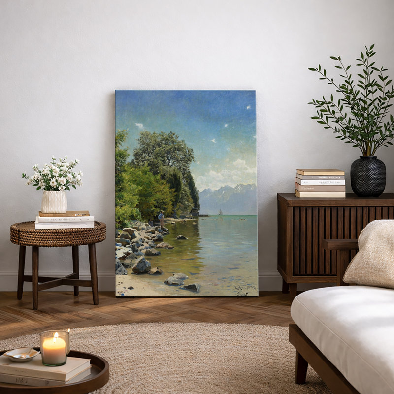 Serene Lakeside Mountain View, H 18 po x l 12 po x P 1,5 po, Toile tendue