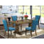 L'ensemble de table de salle à manger 5 pièces comprend une table de cuisine rectangulaire avec rallonge amovible et 4 chaises rembourrées en tissu de couleur bleue, jacobine vieilli-1437975338-1437975340-1437975341