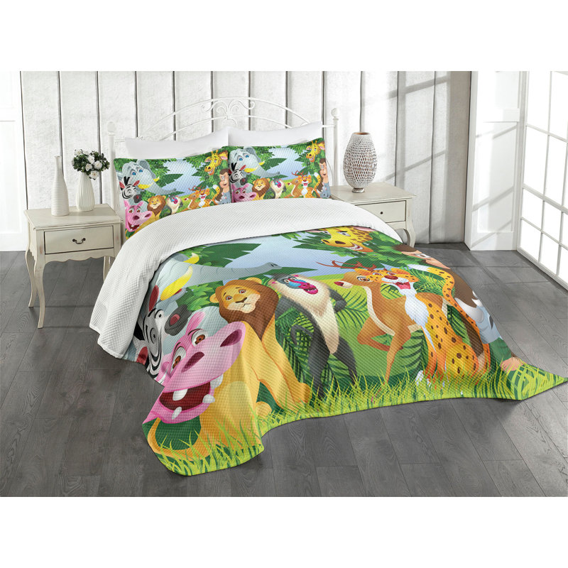 Multicolore Ambesonne, Très grand couvre-lit / couvre-lit + 2 taies déc
