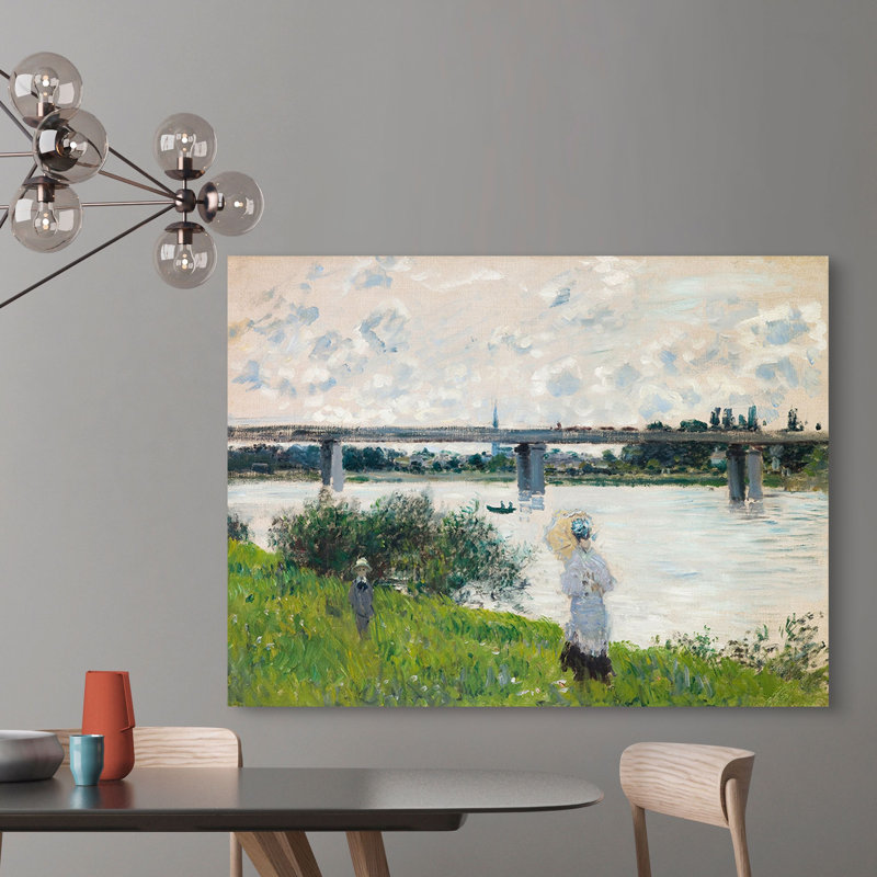 The Promenade with the Railroad Bridge, Argenteuil by Claude Monet - Wrapped Canvas Painting Print, 60cm H x 80cm W x 4cm D