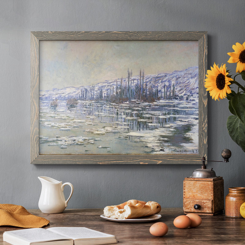 Ice Floes On Seine, 1880, reproduction d'art sur toile, Gris, H 28 po x l 42 po x P 1,5 po