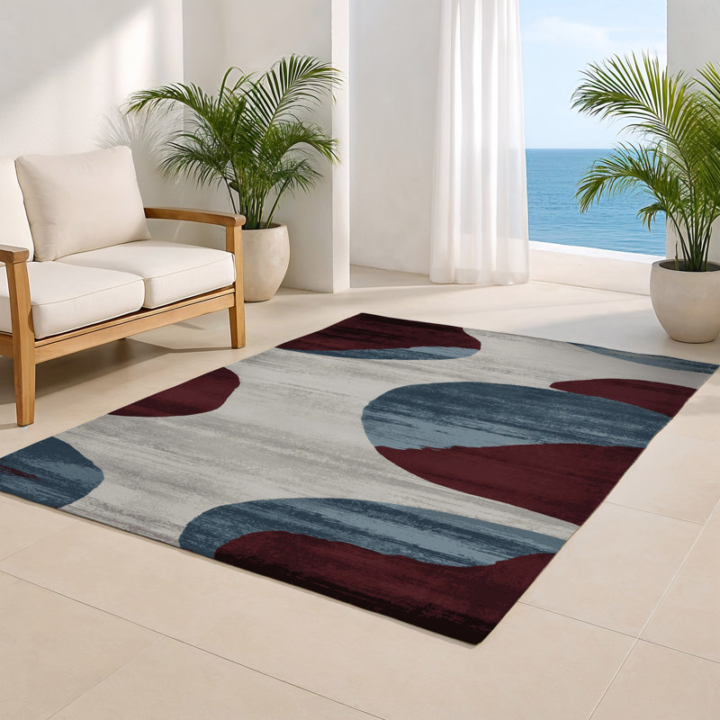 Watercolor Gray Indoor and Outdoor Area Rug, Rectangle 9' x 12'