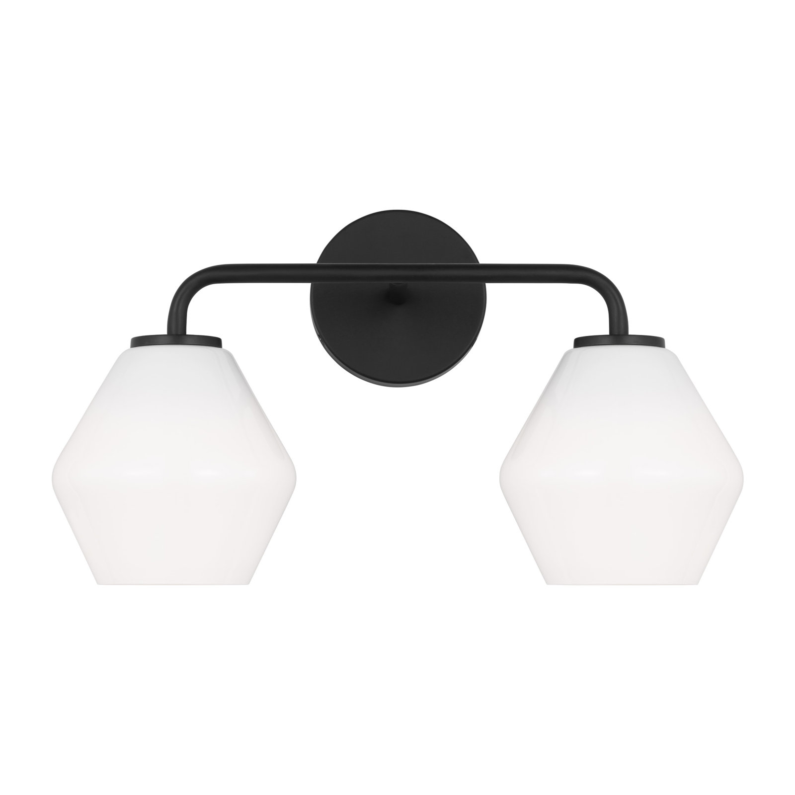 Rooks 2 Light Dimmable Vanity Light, Midnight Black, White