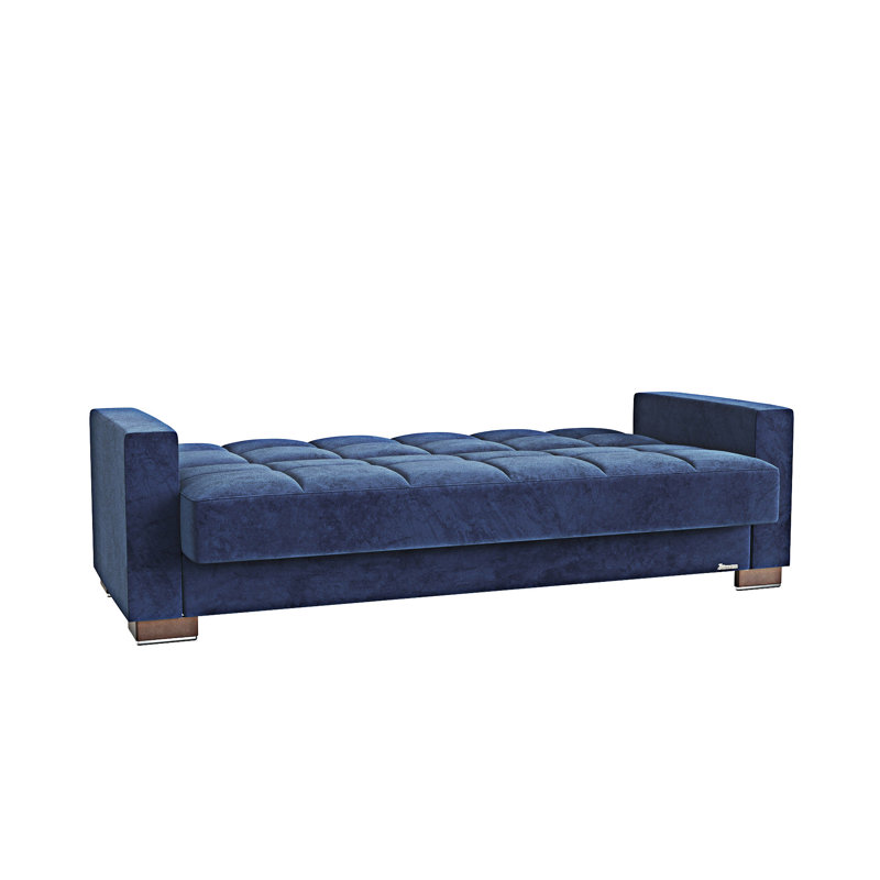 Canapé-lit rembourré convertible avec rangement, Microfibre bleue