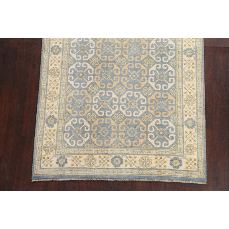 Tapis oriental à motif de teinture végétale Journey Khotan noué à la main 5 x 7