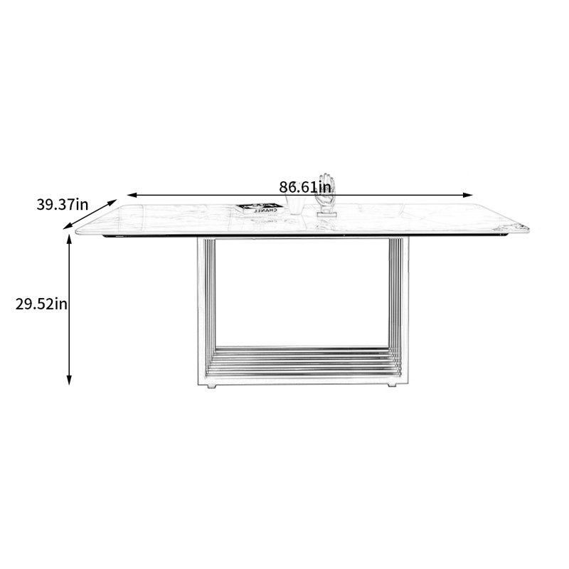 Brickley Metal Base Dining Table, 39.37" W x 86.61" L
