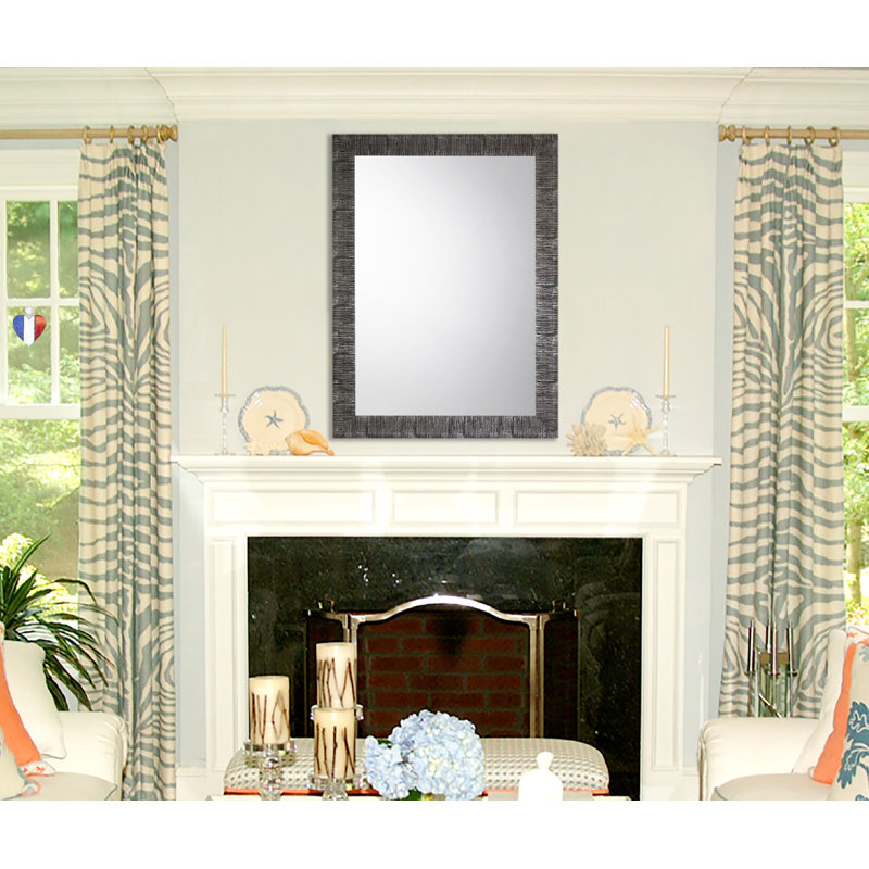 Wood Flat Wall Mirror, 46" H x 34" W