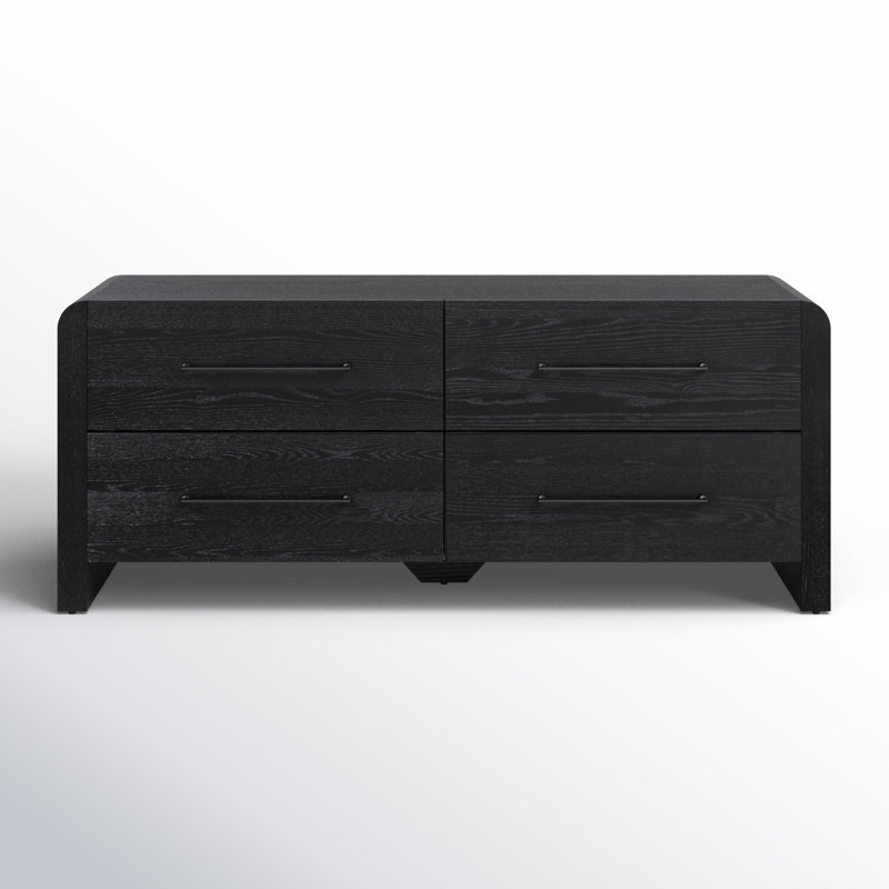Cruz Wood 4 Drawer Dresser, Black