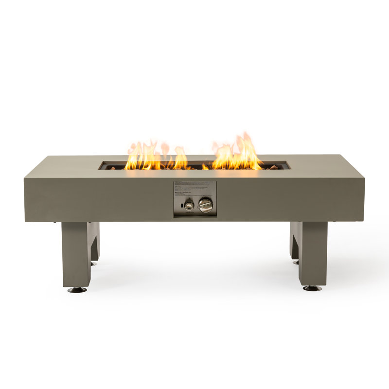 Table de foyer au propane en fer avec pierres de verre Nykiah 50 000 BTU