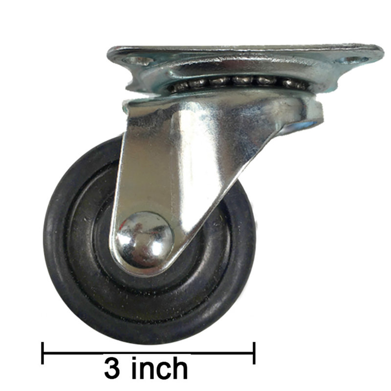 4 Pack 3-inch Swivel Caster Rubber