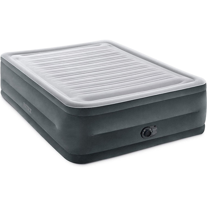 Queen Size Gray Velvet Comfort-Plush High-Rise Air Mattress