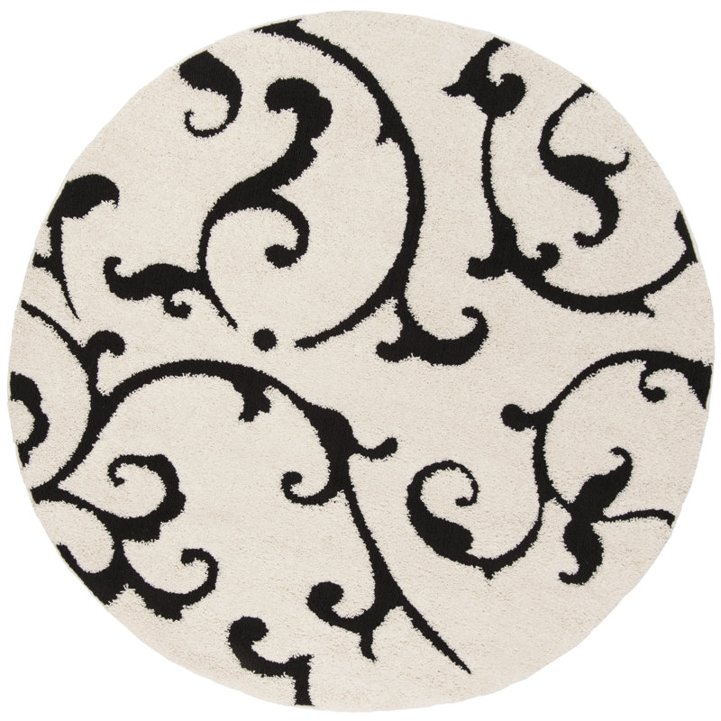 Tess Shag Performance Floral Rug, Round 6'7"