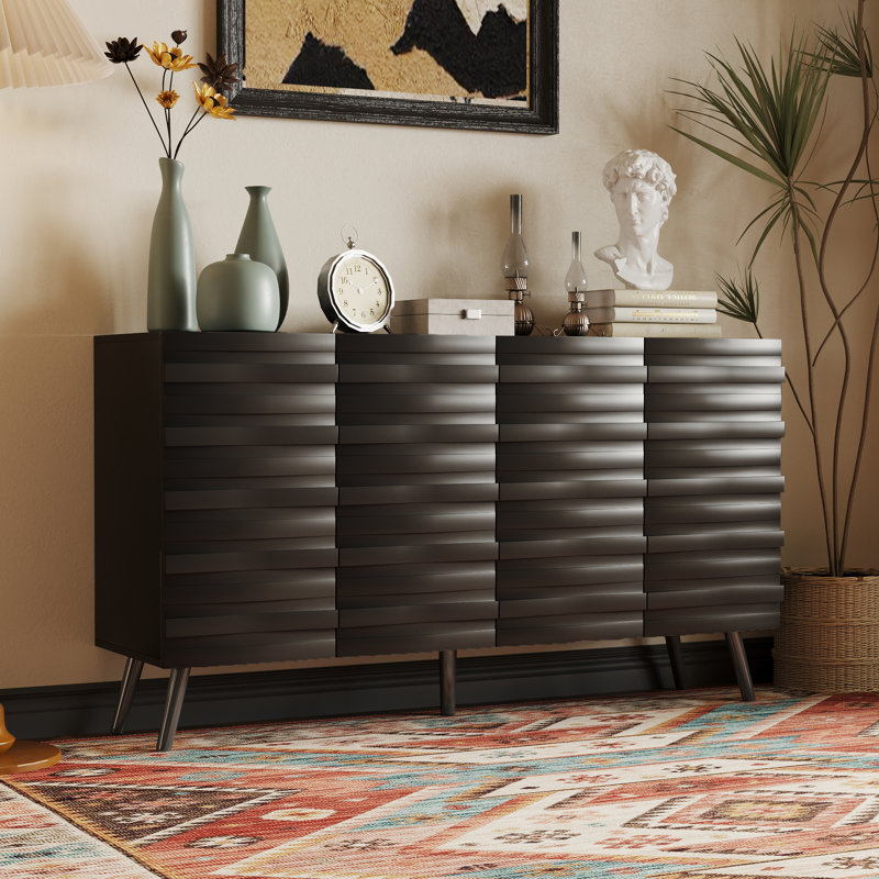 4-Door Chest With Adjustable Shelf, Black