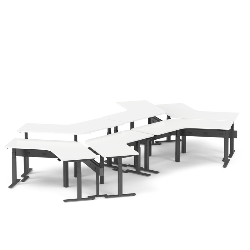 Bureau Series L Adj Ht 120 pour rampe 6 +, LPL blanc, Charbon / Blanc