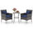 Ebern Designs 3 Pcs Patio Furniture Set With Cushioned Patio Chairs & Tempered Glass Coffee Table Grey-685692431