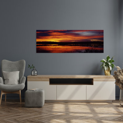 Nuage sur un lac, refuge faunique national de Bosque Del Apache, comté de Socorro, Nouveau-Mexique, paysage contemporain abstrait, art mural