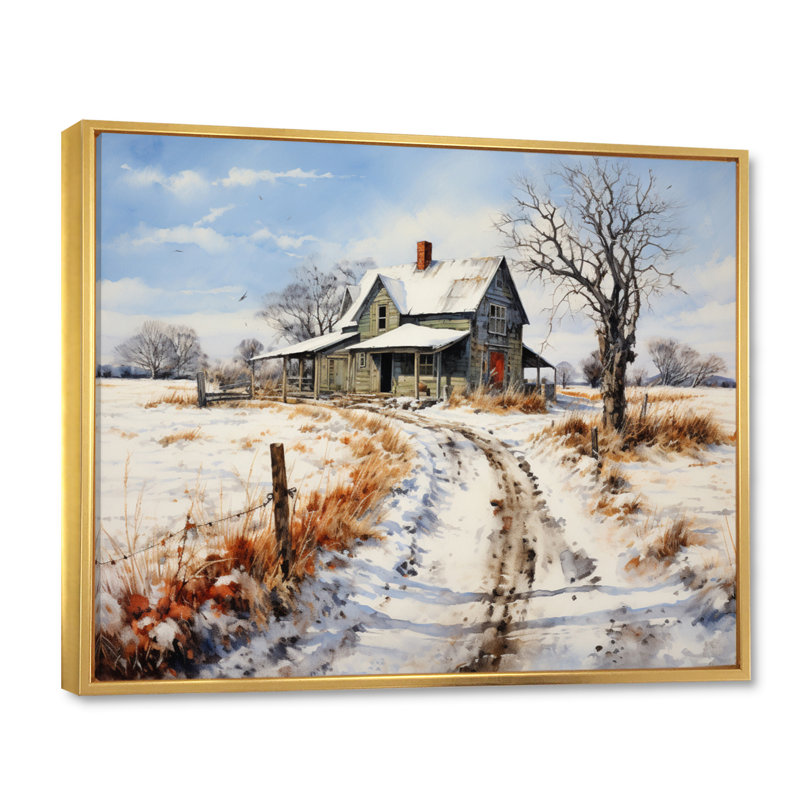 Markela Farmhouse Country Pointillism - impression, H 30 po x l 40 po x P 1,5 po, Cadre flottant doré