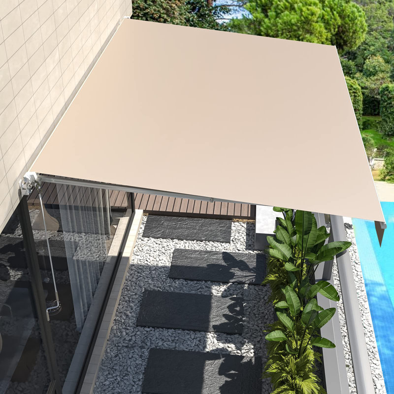Retractable Patio Awning, 305cm W x 244cm D, Beige