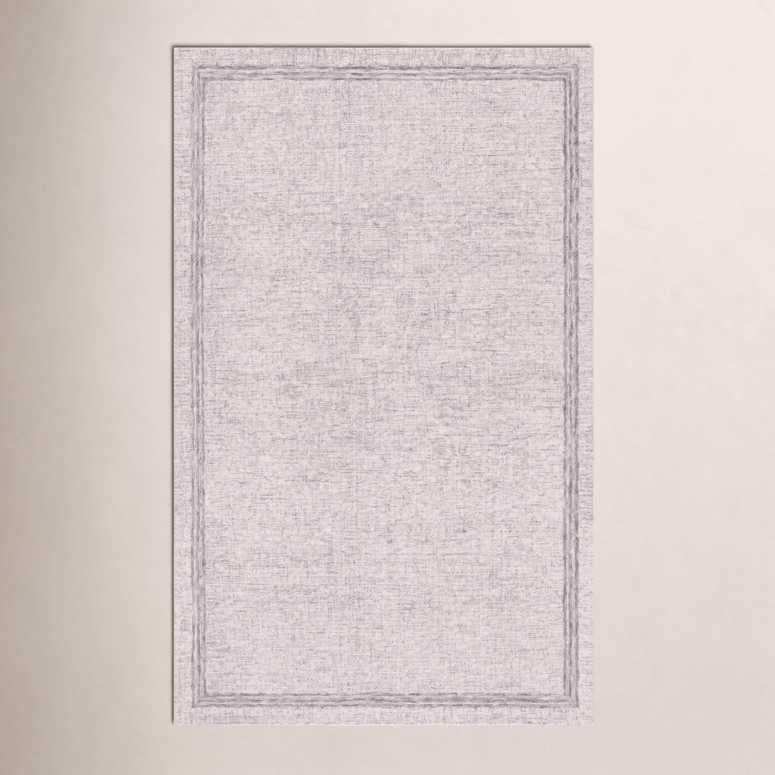 Gray Beige Hand-Tufted Wool Rug, Rectangle 6' x 9'