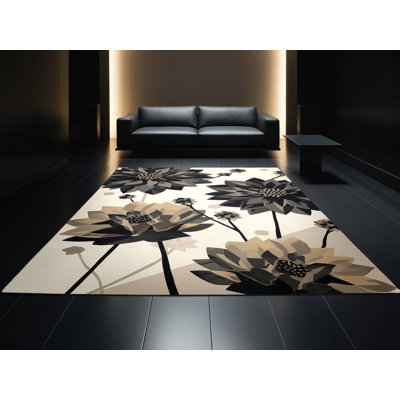 Tapis beige à motif géométrique lavable à la machine à motif géométrique d'inspiration mondiale