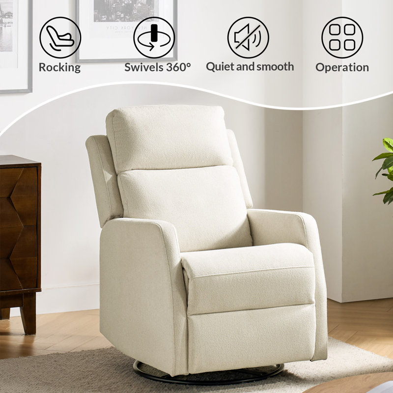 Fauteuil inclinable et pivotant Pancu de 26,5 po Pancu, Ivoire ivoire