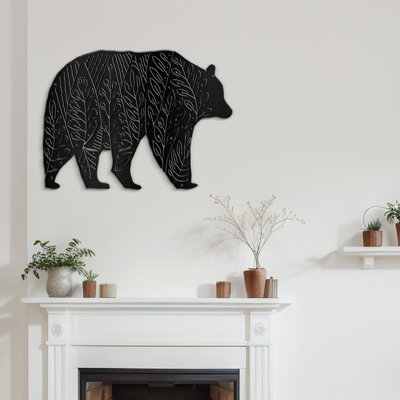 Big Bear Animals Minimalist Modern Abstract Wall Accent Hangings Home Metal Wall Art Décor