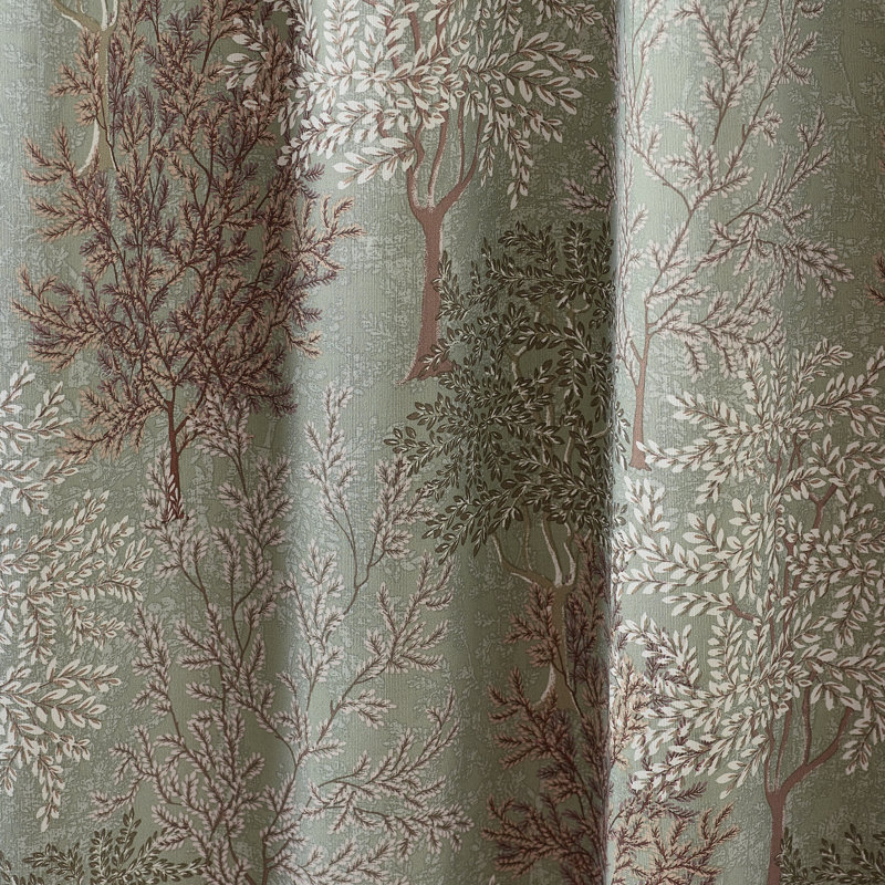 Woodland Trees Lined Pencil Pleat Curtains, 168cm Width x 183cm Drop