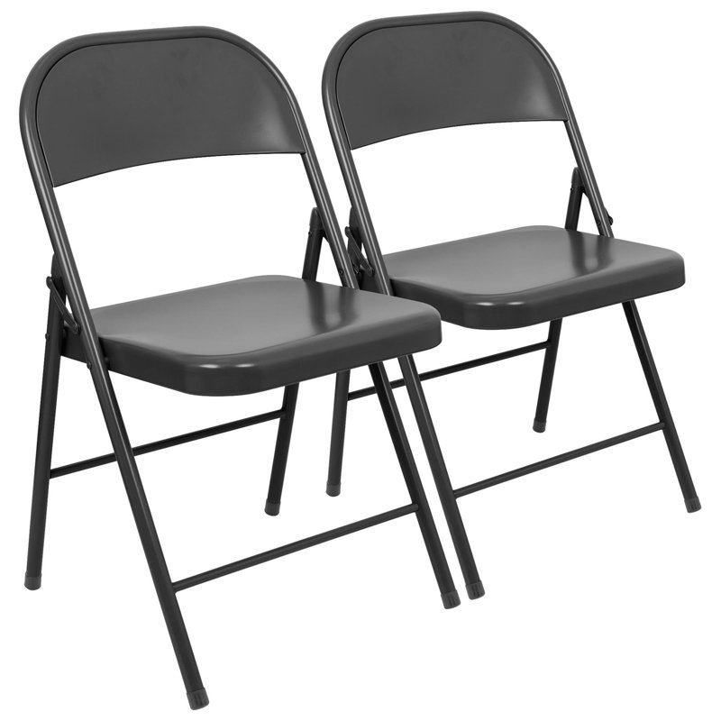 Metal A-Frame Sign Holder Folding Chair, Matte Black