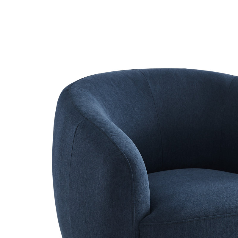 Fauteuil demi-tonneau pivotant rembourré Marcy, Bleu marine performance Peyton