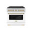 ZLINE Autograph Edition 36 in. 5.2 cu. ft. Paramount Dual Fuel Range W/ 6 Burner DuoPro Cooktop and Electric Convection Oven in Satin Stainless Steel W/ White Matte Door and Champagne Bronze Accents-144194924-144194922-144194927