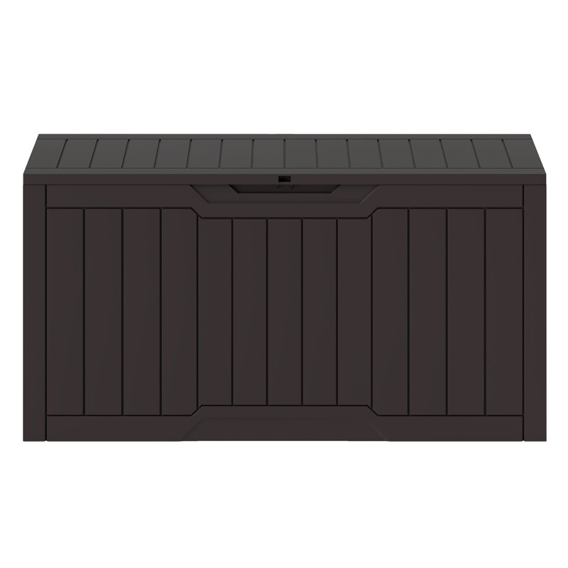 80 Gallon Outdoor Storage Box with Bench Seat Lockable & Weather Resistant, 22.8" H x 45.3" W x 18.4" D, Brown