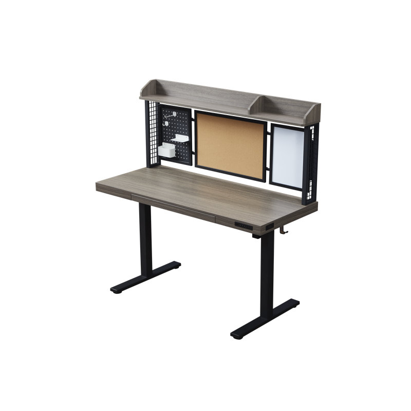 Gooitsen Height Adjustable Standing Desk, Gray Oak/Black, 55" 