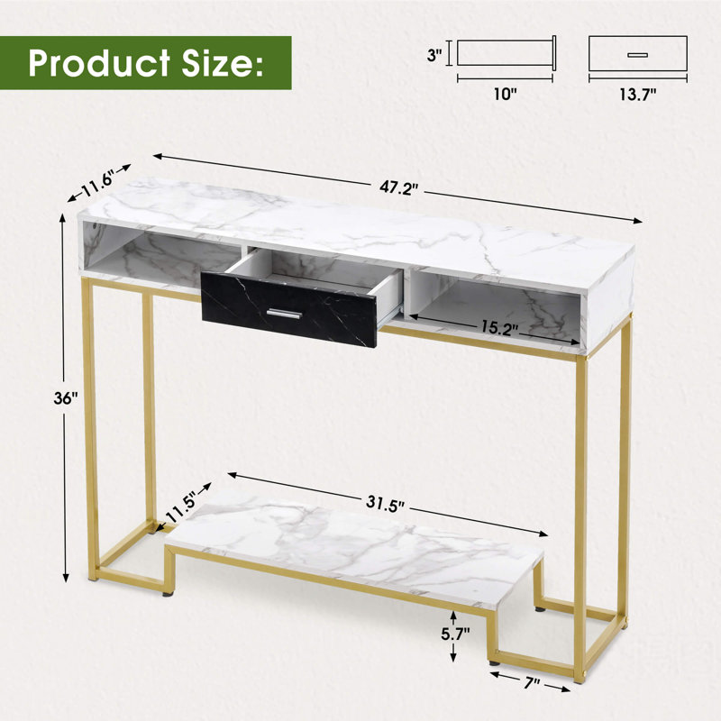 Maivor 47'' Console Table with Drawers and Shoe Storage