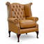 Upholstered Full Grain Leather Wingback Chair